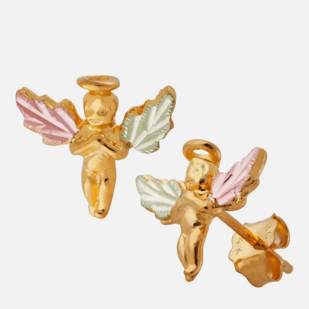 Gold and Pink Angel Earrings - Picture 5 of 5